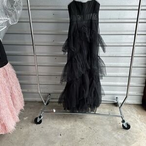 BCBG Black Layered Tulle Prom Dress
